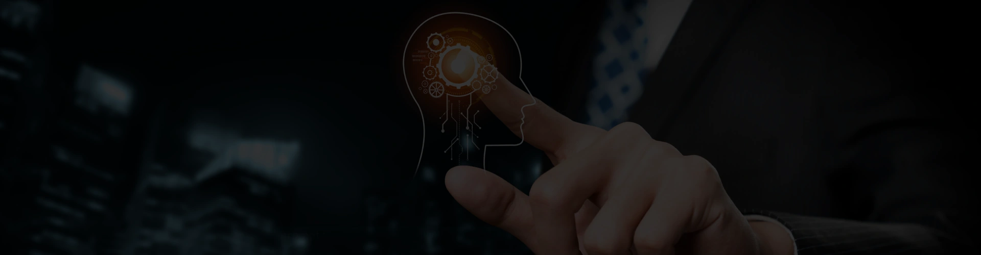 Hand interacting with digital head interface