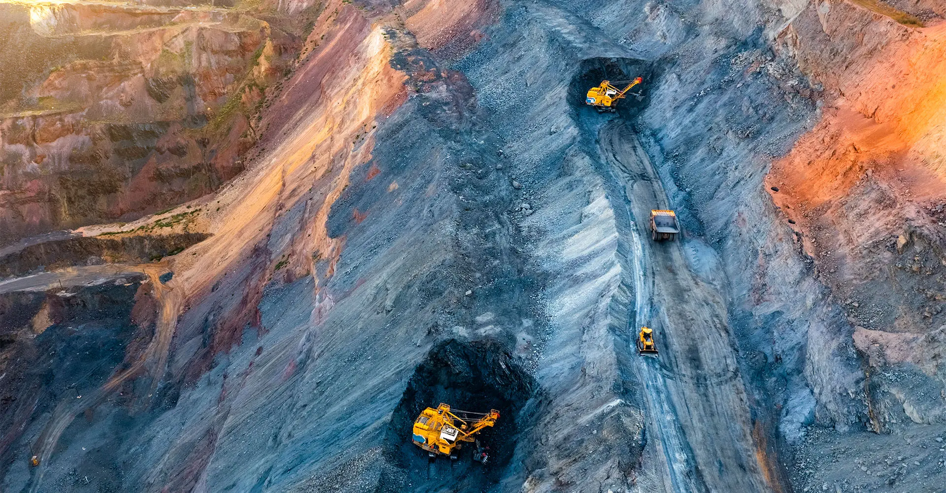 Aerial view of open-pit mining operations
