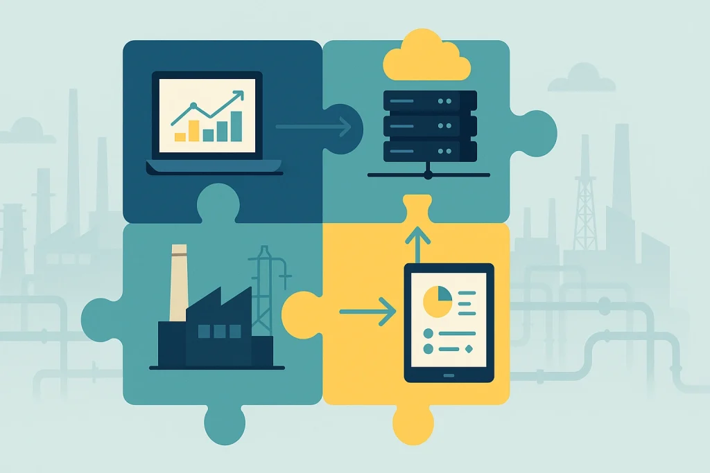 Industrial process connected through digital technology