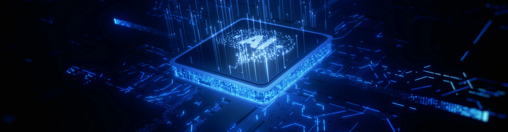 Digital AI processor with blue circuitry
