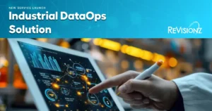 Industrial DataOps dashboard on tablet in factory
